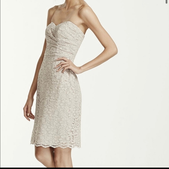 David's Bridal Mauve Pink Lace Bridesmaid Dress Size 8 - Picture 6 of 7